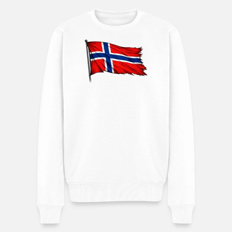 Drapeau norvégien flottant - Pull Premium bio Homme - blanc