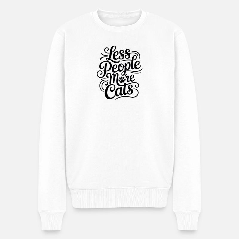 Moins de monde, plus de chats - Pull Premium bio Homme - blanc