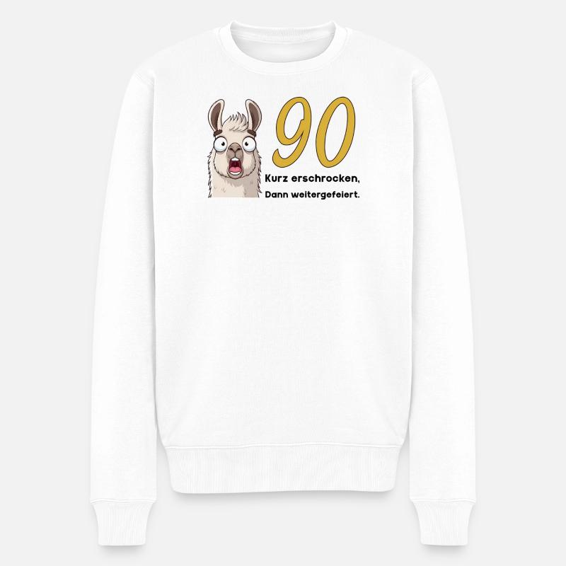 90e anniversaire – brièvement effrayé, puis célébré - Pull Premium bio Homme - blanc