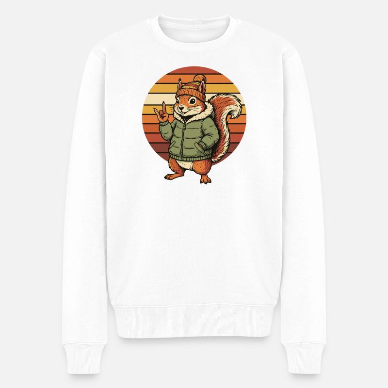 Écureuil Cool - Design Rétro Hivernal - Pull Premium bio Homme - blanc