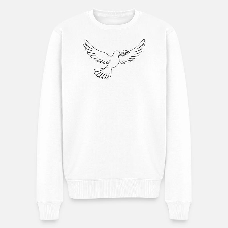 Taube Frieden - Männer Premium Bio Pullover - Weiß