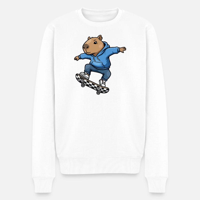 Capybara Skateboard - Männer Premium Bio Pullover - Weiß