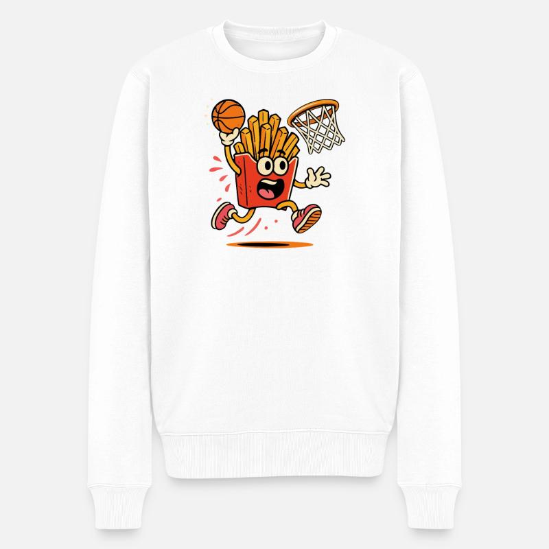Pommes Basketballheld - Männer Premium Bio Pullover - Weiß