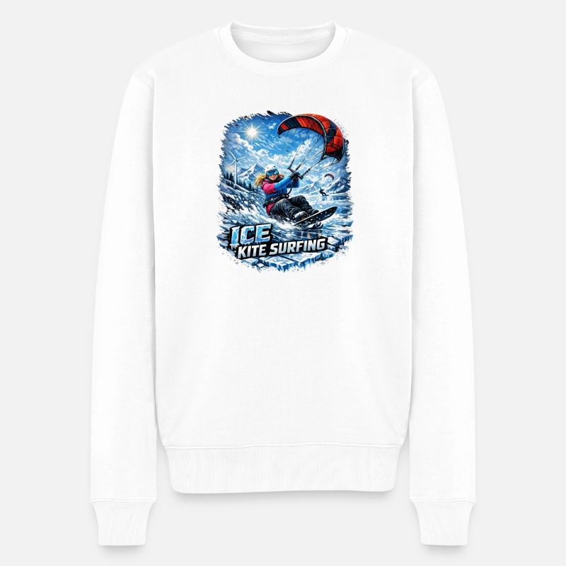 WINTER KITE SURFER GIRL - Männer Premium Bio Pullover - Weiß