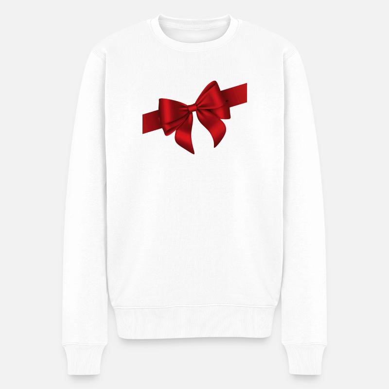 Red Bow Elegance - Männer Premium Bio Pullover - Weiß