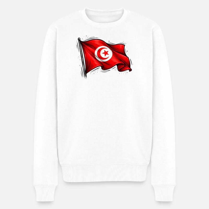 Tunesische Flagge  - Männer Premium Bio Pullover - Weiß