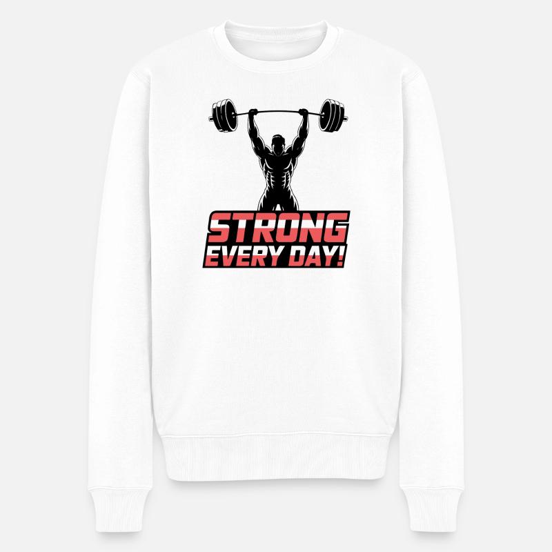 Alltägliches Krafttraining - Männer Premium Bio Pullover - Weiß
