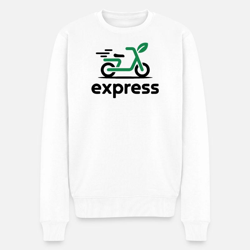 Eco Express Leaf Roller Logo - Männer Premium Bio Pullover - Weiß