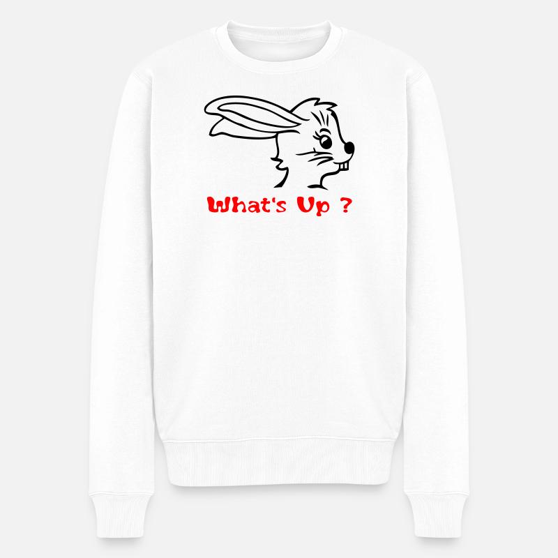 Hase im Osterstress - Männer Premium Bio Pullover - Weiß