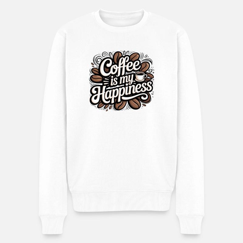 Kaffee ist meine Freude - Männer Premium Bio Pullover - Weiß
