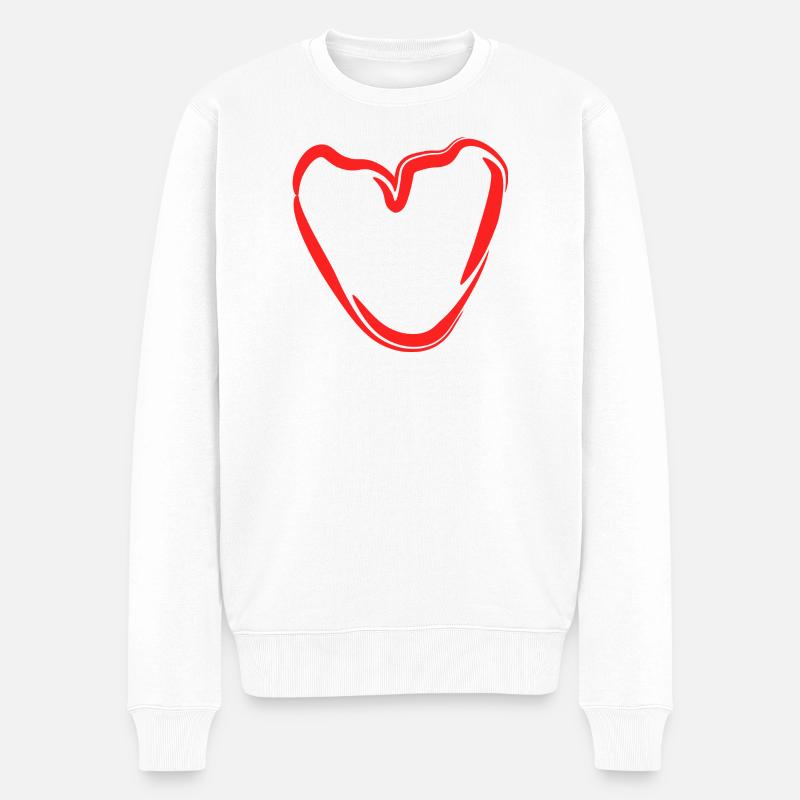 Rotes Handherz Skizze - Männer Premium Bio Pullover - Weiß