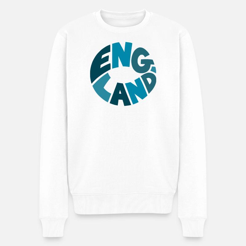 England Kreis Logo Typografie - Männer Premium Bio Pullover - Weiß