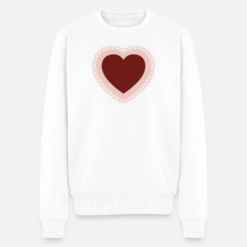 Liebesherz mit Spitzenrand - Männer Premium Bio Pullover - Weiß
