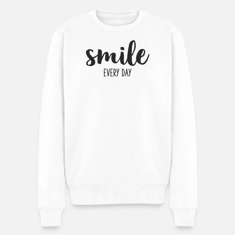 Smile every day - Männer Premium Bio Pullover - Weiß