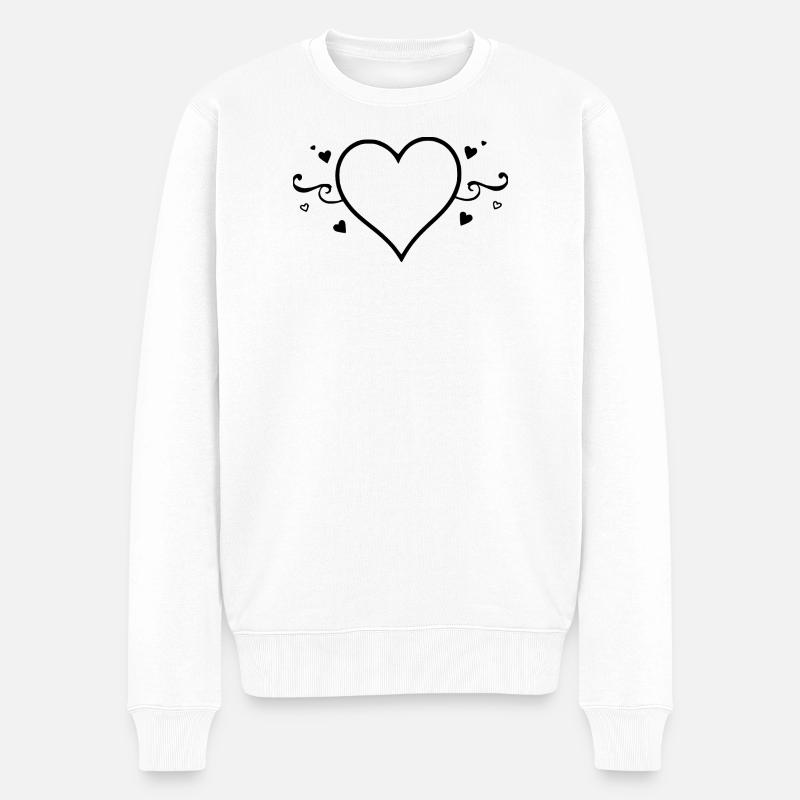 cœur noir cadeau saint valentin - Pull Premium bio Homme - blanc