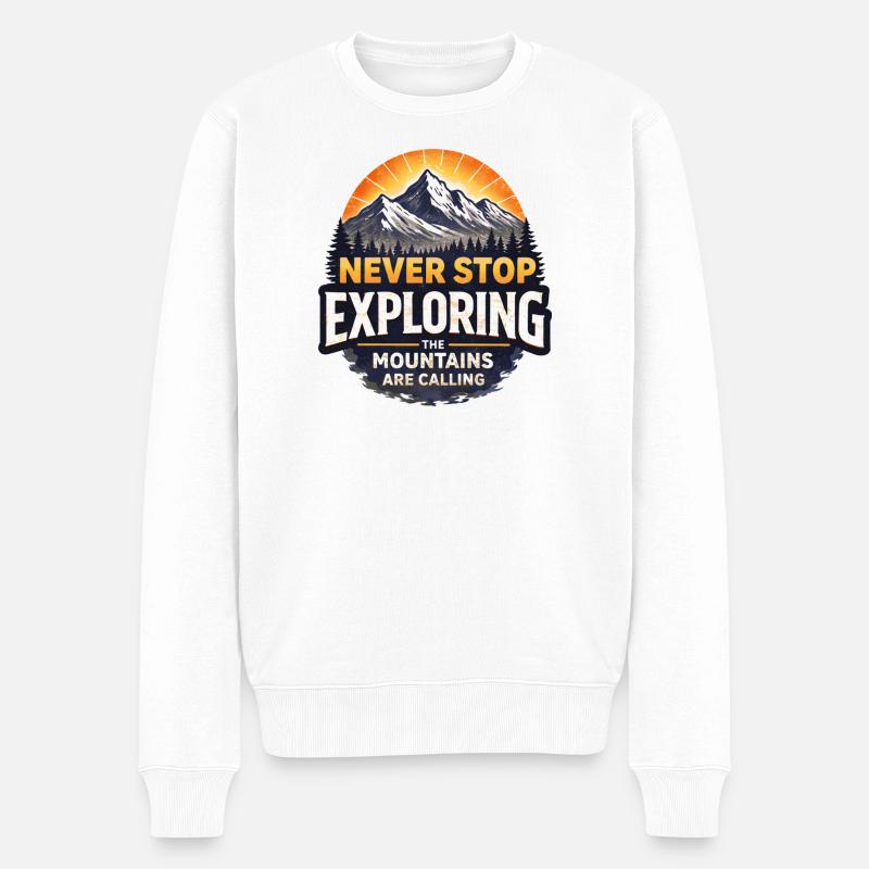 Toujours Explorer les Montagnes - Pull Premium bio Homme - blanc