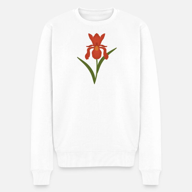 Iris Botanische Illustration - Männer Premium Bio Pullover - Weiß