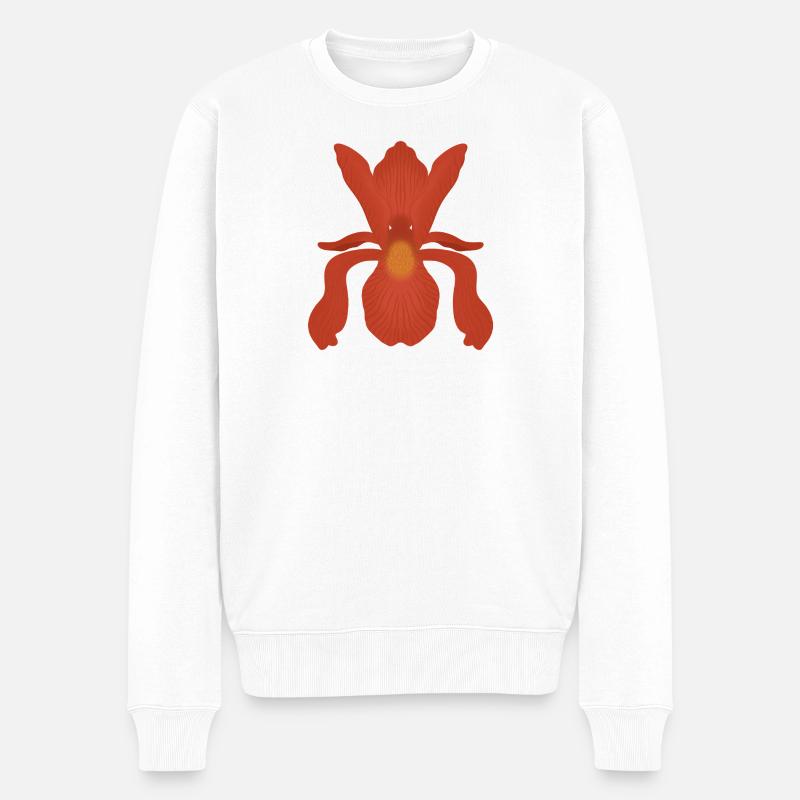 Karmesinrote Irisflamme - Männer Premium Bio Pullover - Weiß