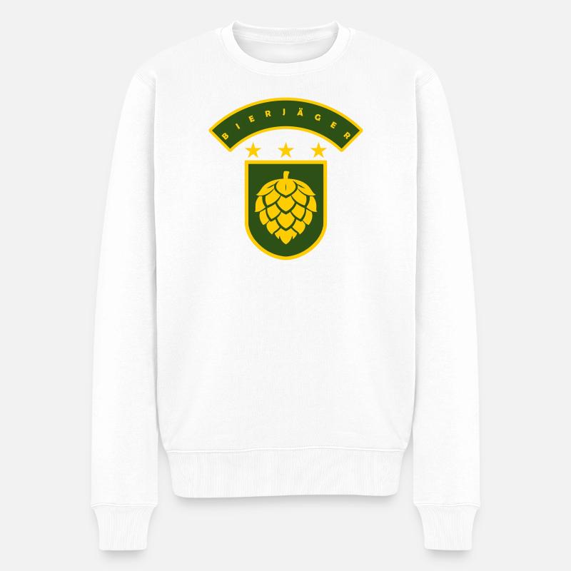 Bierjäger - Männer Premium Bio Pullover - Weiß