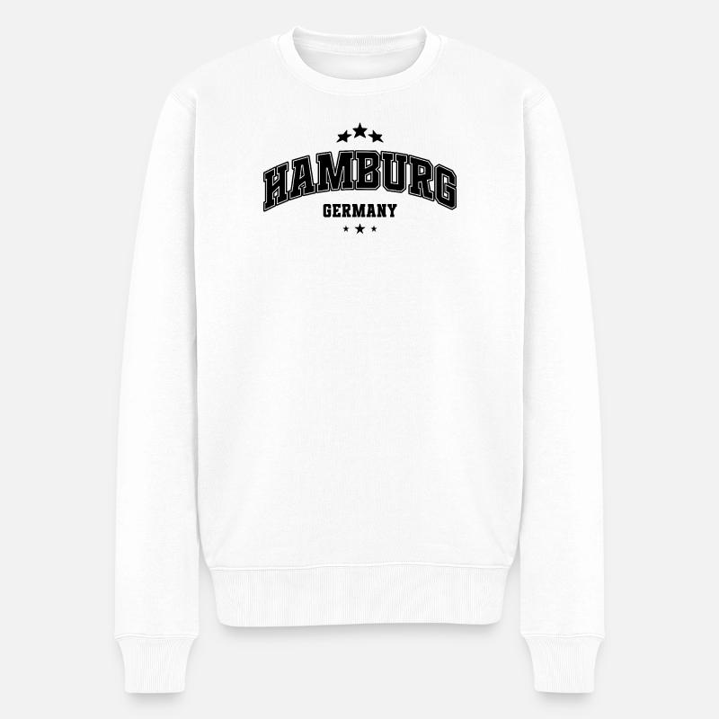 Hamburg Arch Schriftzug - Männer Premium Bio Pullover - Weiß