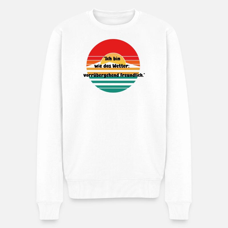 Sonnenuntergang Retro Motiv - Männer Premium Bio Pullover - Weiß