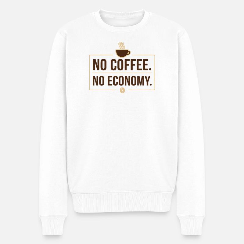 No Coffee No Economy - Männer Premium Bio Pullover - Weiß