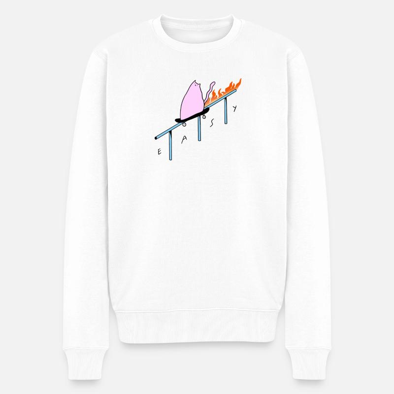 Easy_Cat - Pull Premium bio Homme - blanc