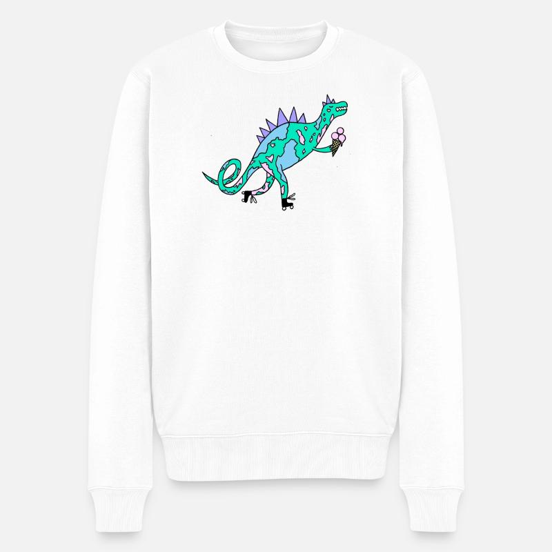 Rollerskates_Dino - Männer Premium Bio Pullover - Weiß
