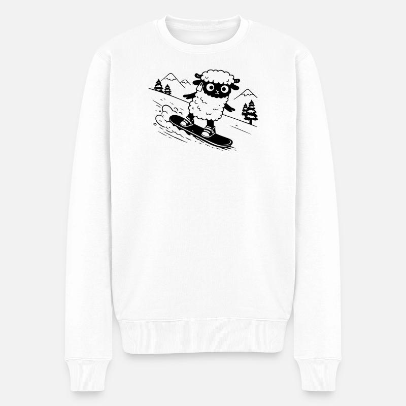 Snowboard-Schafe - Männer Premium Bio Pullover - Weiß