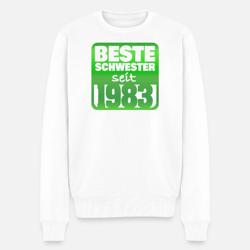 Schwester 1983 - Männer Premium Bio Pullover - Weiß