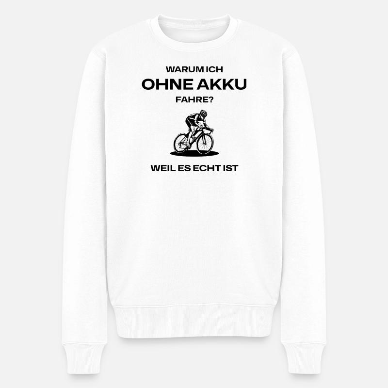 Radfahrer Silhouette Schwarz - Männer Premium Bio Pullover - Weiß