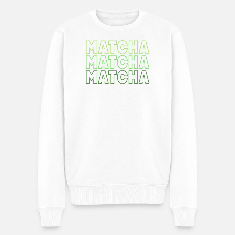 Matcha - Männer Premium Bio Pullover - Weiß