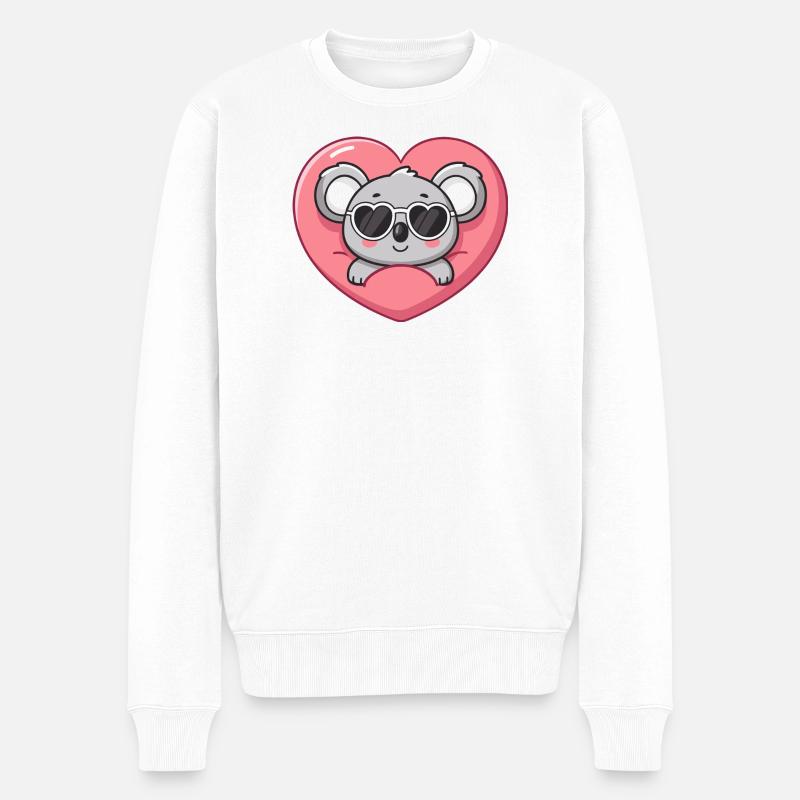 Koalaherz und coole Gläser - Männer Premium Bio Pullover - Weiß