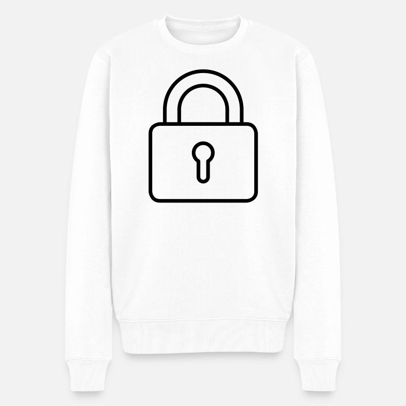 Vorhängeschloss - Männer Premium Bio Pullover - Weiß