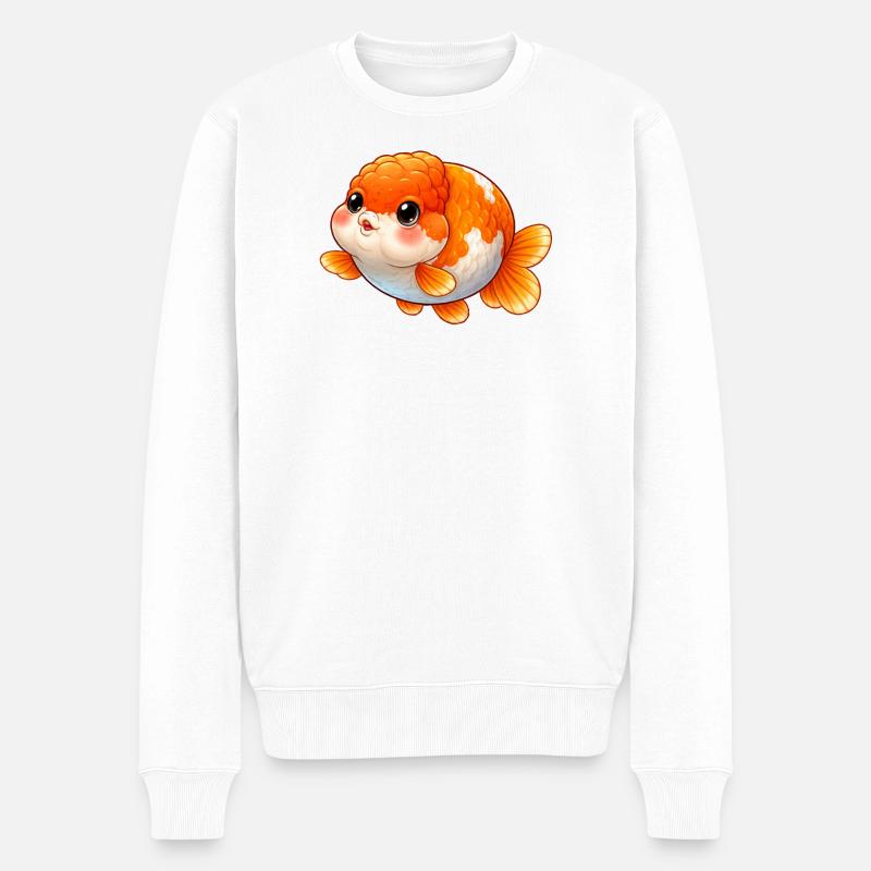 High Quality Orange Ranchu Goldfish - Männer Premium Bio Pullover - Weiß