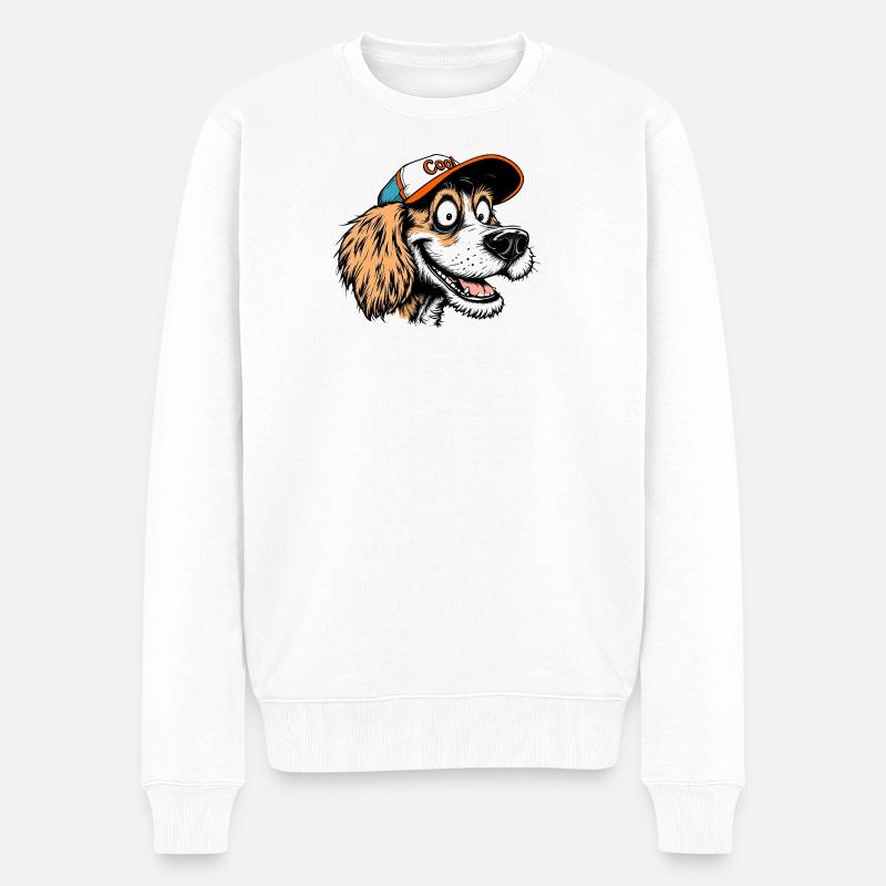Cooler Goofy Dog - Männer Premium Bio Pullover - Weiß
