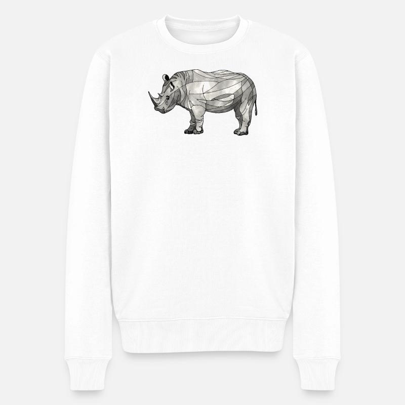 Nashorn - Männer Premium Bio Pullover - Weiß