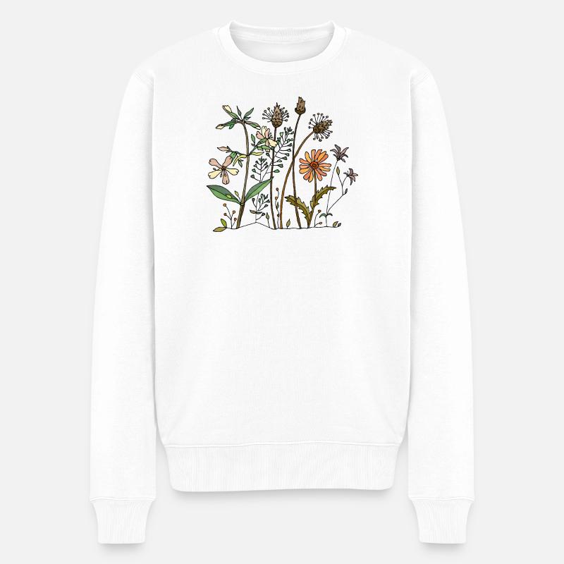 Blumen - Männer Premium Bio Pullover - Weiß