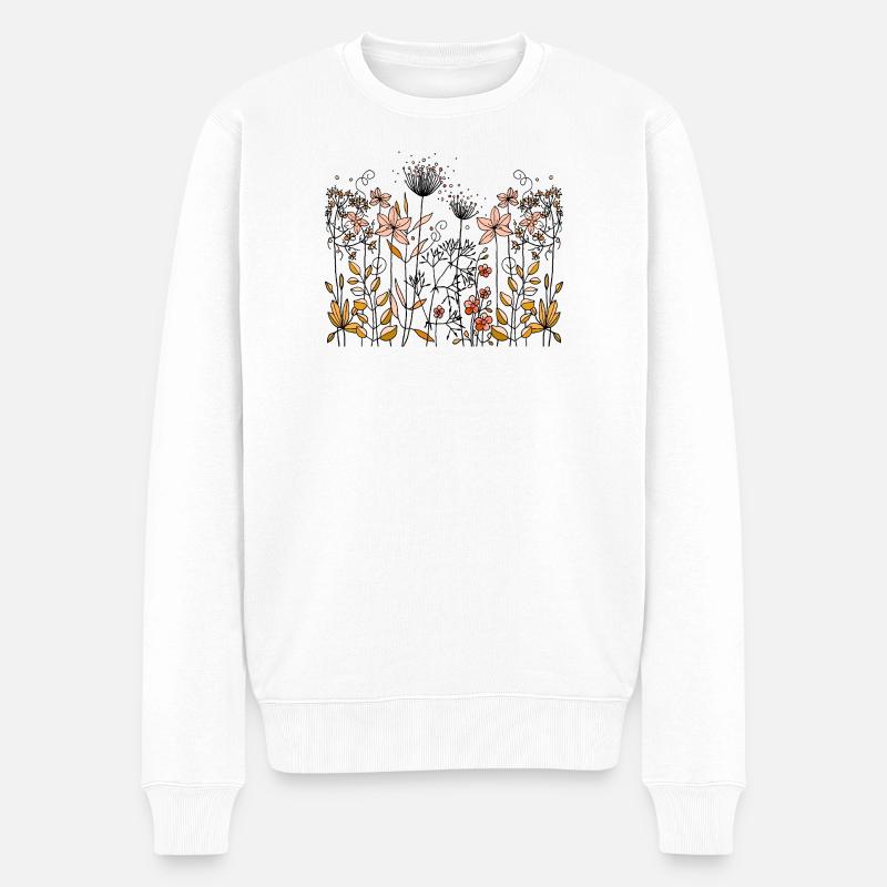 Blumen - Männer Premium Bio Pullover - Weiß
