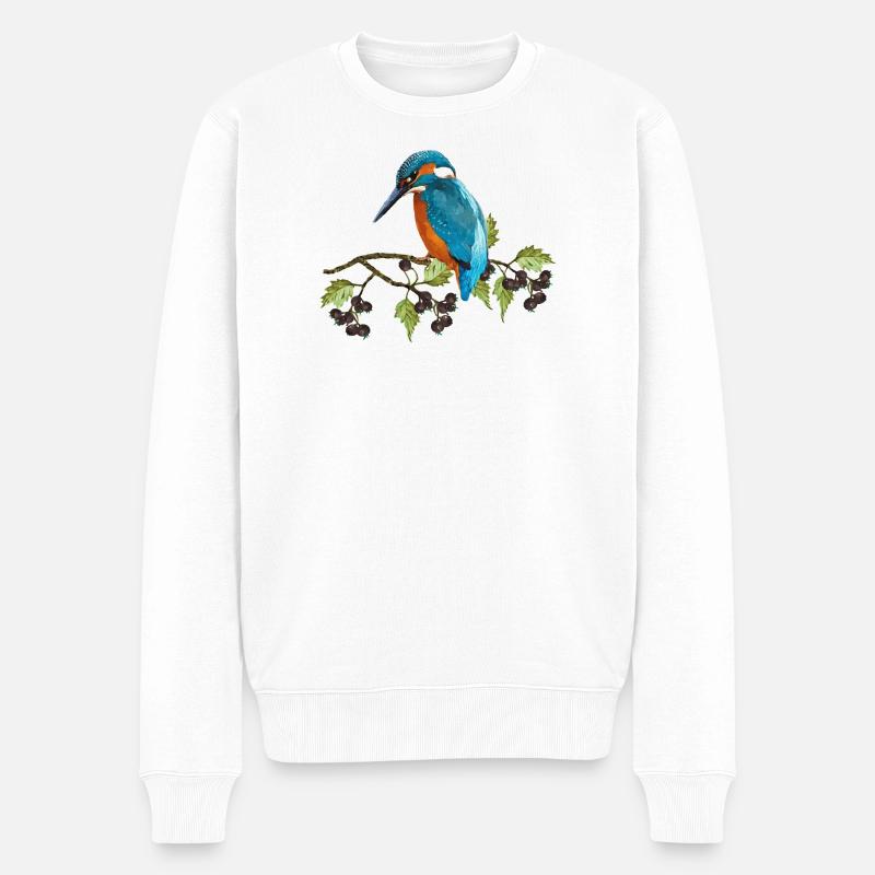 Bunter Vogel - Männer Premium Bio Pullover - Weiß