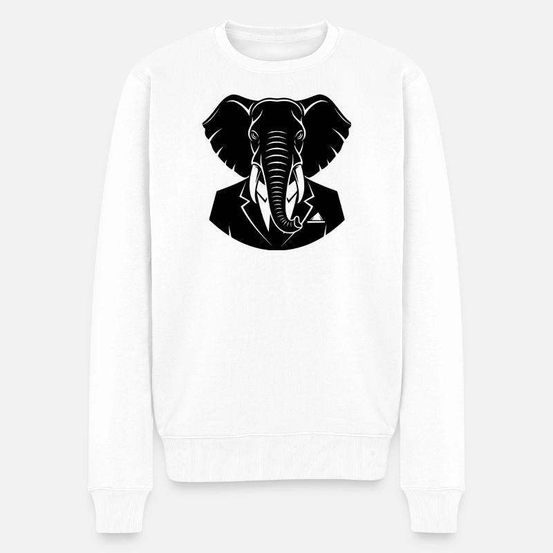 Éléphant en costume – Motif d’animal d’affaires - Pull Premium bio Homme - blanc