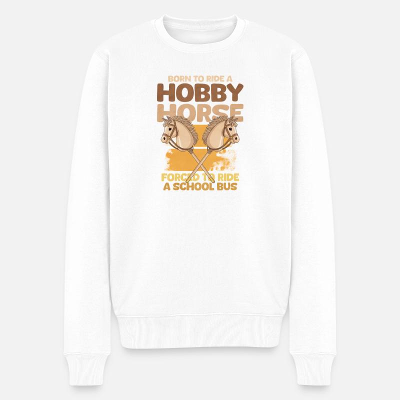 Hobby Horse Schulbus - Männer Premium Bio Pullover - Weiß