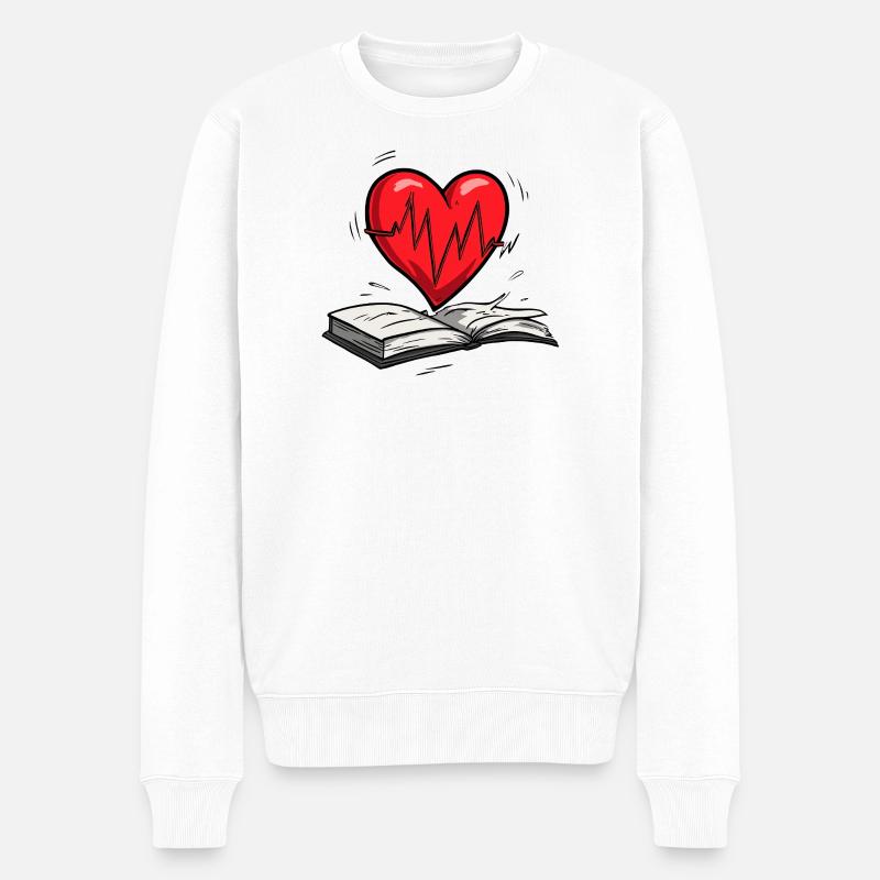 Puls-Design des schlagenden Herzens - Männer Premium Bio Pullover - Weiß