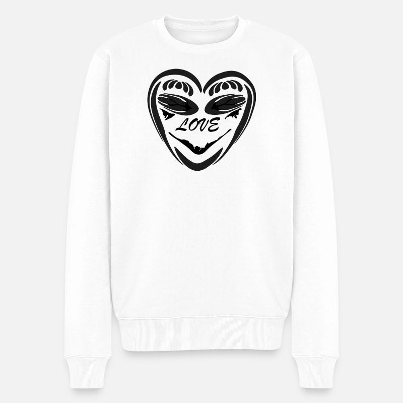 Herzhand Silhouette Vintage - Männer Premium Bio Pullover - Weiß