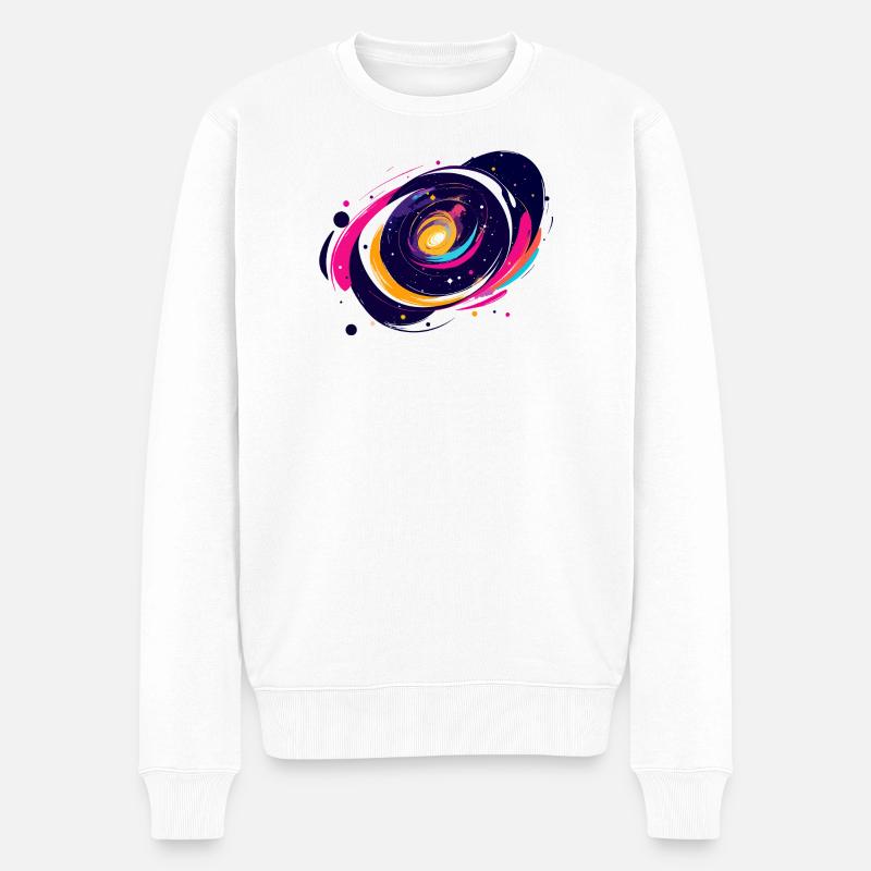 Farbwirbel Galaxie Weltall Muster - Männer Premium Bio Pullover - Weiß