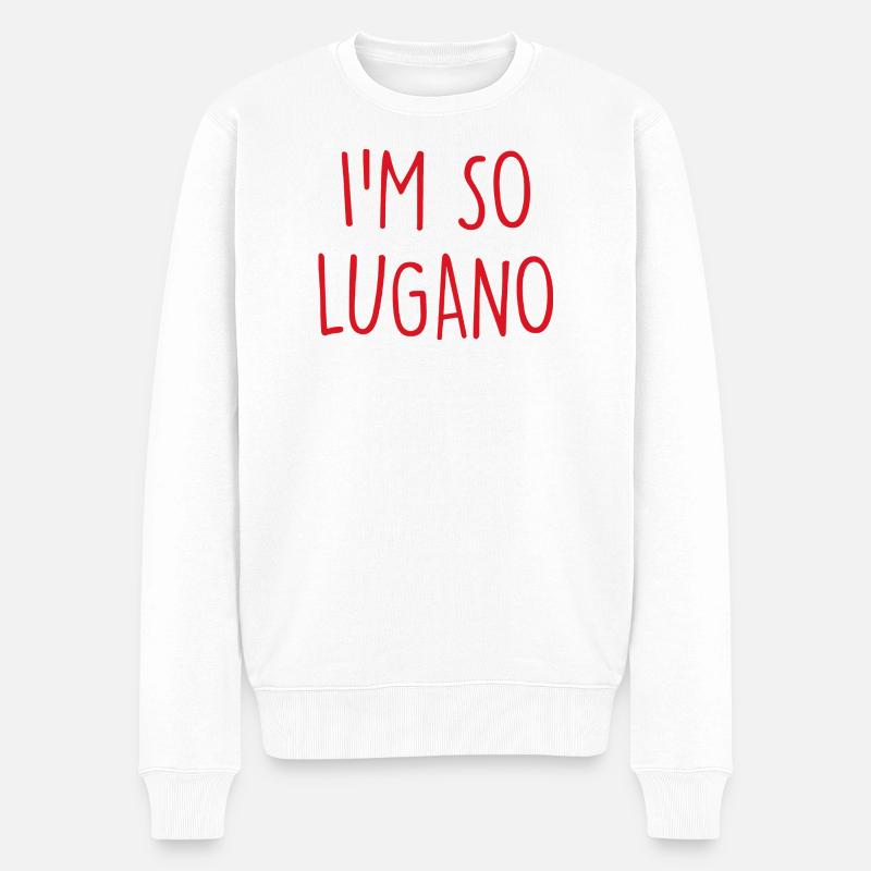 Lugano Switzerland Schweiz - Männer Premium Bio Pullover - Weiß