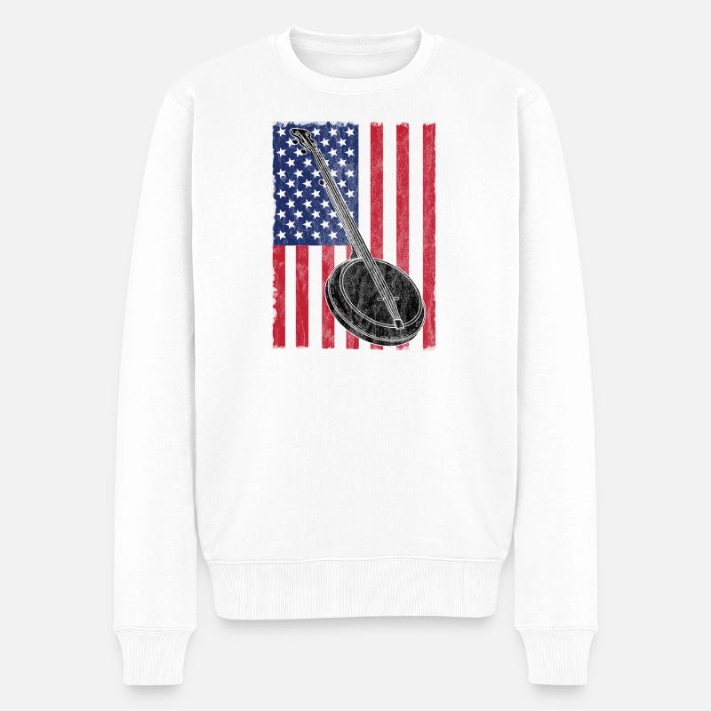 Banjo USA Flagge - Männer Premium Bio Pullover - Weiß
