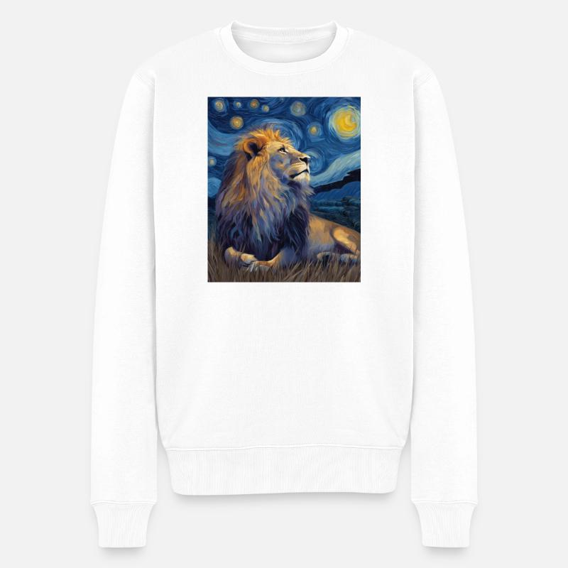 Lion Van Gogh - Pull Premium bio Homme - blanc