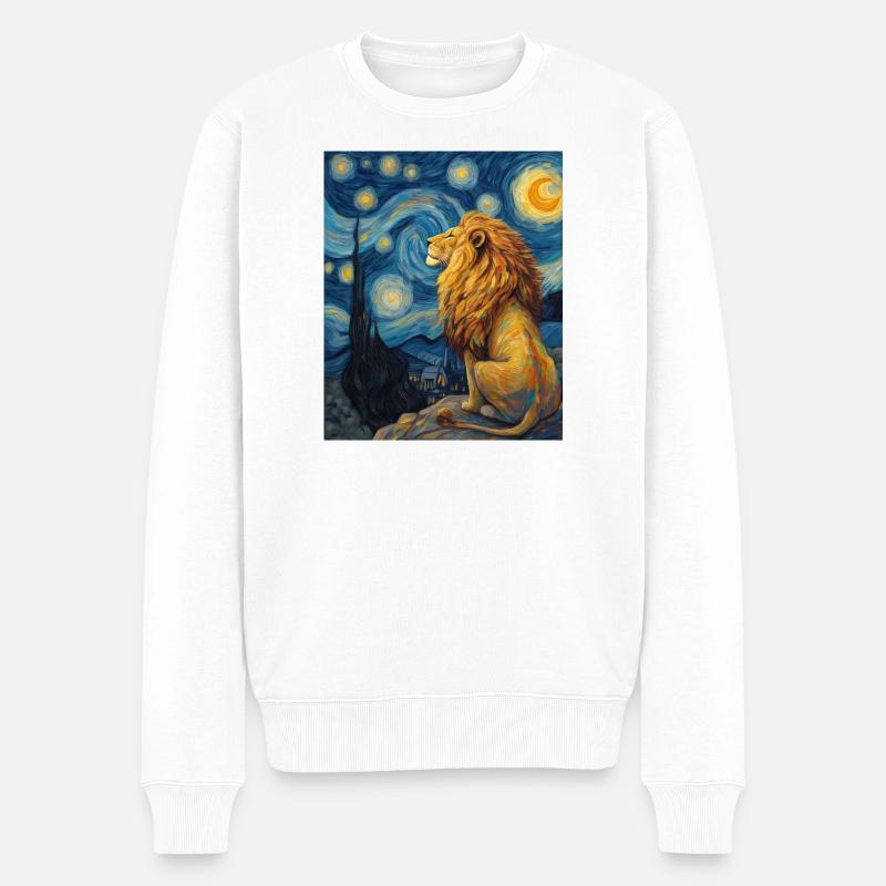 Lion Van Gogh - Pull Premium bio Homme - blanc