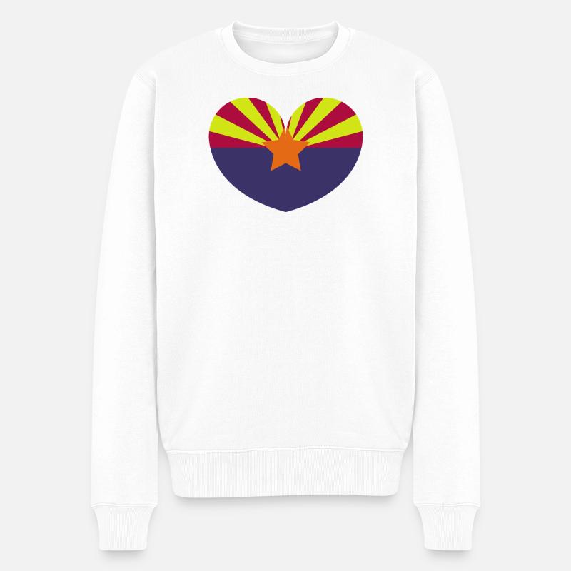 Arizona-Herzflagge - Männer Premium Bio Pullover - Weiß